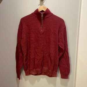Northern Isle Mens red and white half zip sweater
